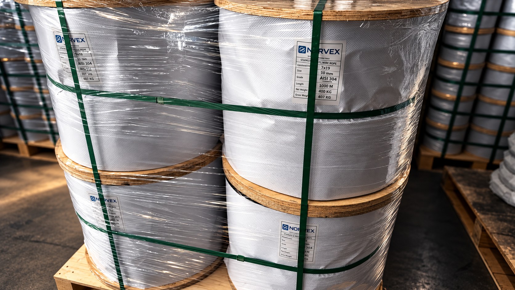 NORVEX packed wire rope reels